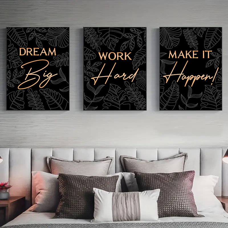 Home Office Room Inspiration - Modern Inspirational Quotes Canvas Art Simple