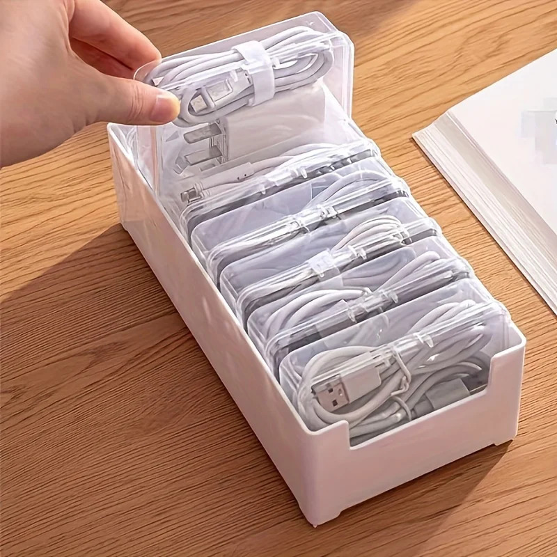Home Office Organization - Data Cable Storage Box with 7