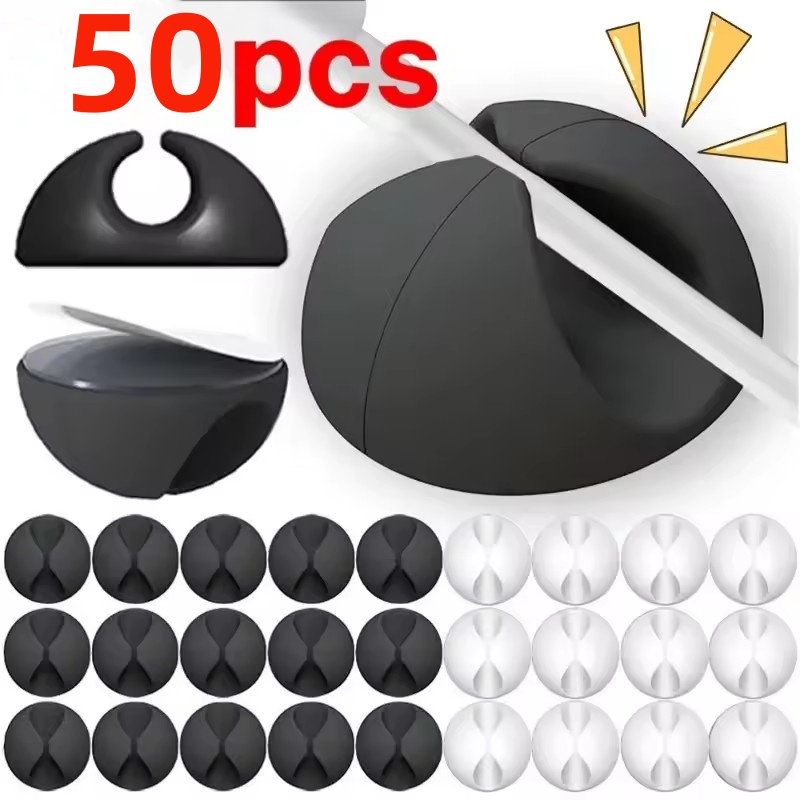 Home Office Organization - 5/50Pcs Cable Clip Winder Organizer Round