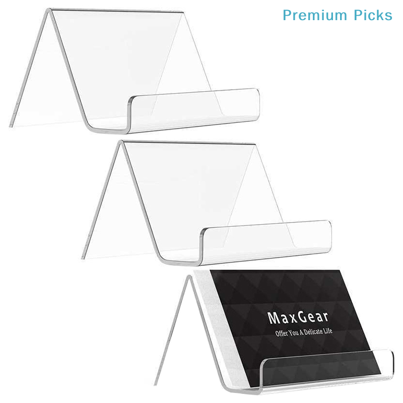 Home Office Desk Ideas - portableTransparent Acrylic Desktop Business Card Holder