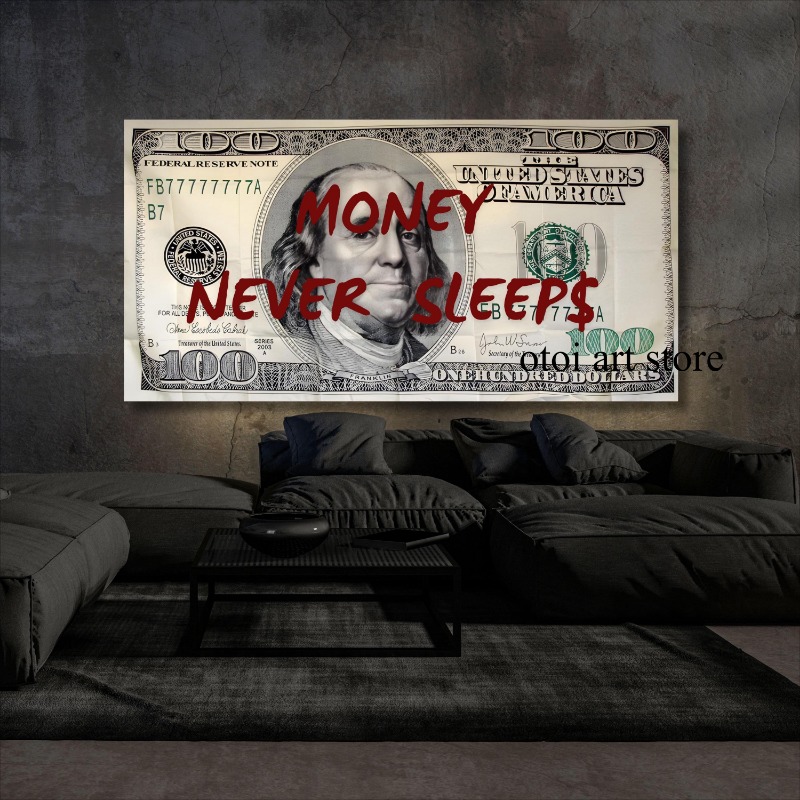 Home Office Room Inspiration - Money Never Sleeps Inspirational 100 Bill