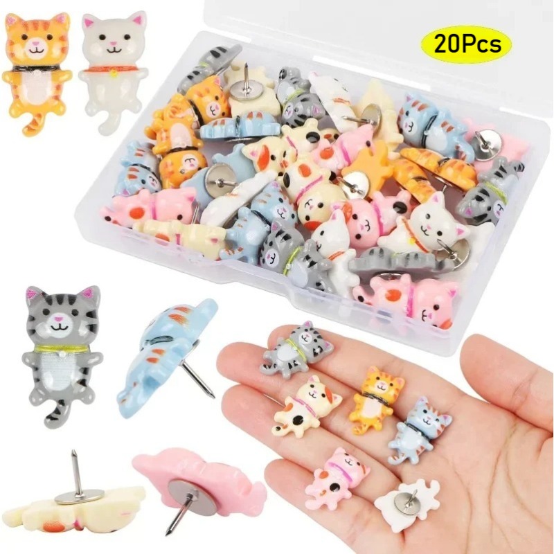 20Pcs Cute Resin Cat Push Pins - đánh giá và giá Home Office Image