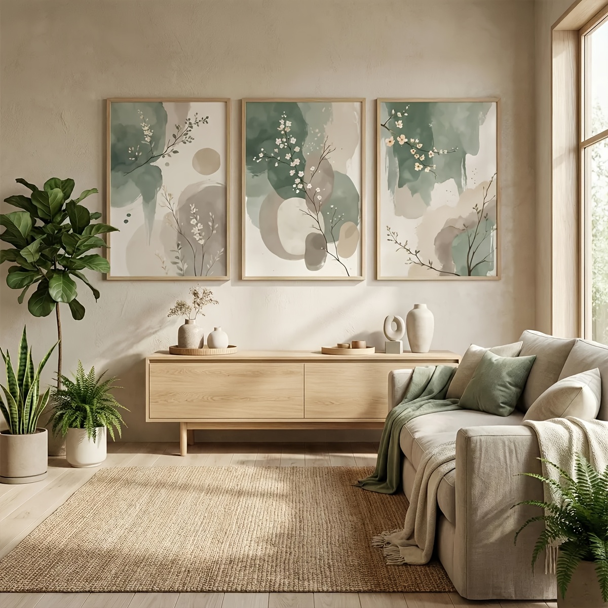 3pcs Japanese-Style Plant Canv - đánh giá và giá Home Office Image