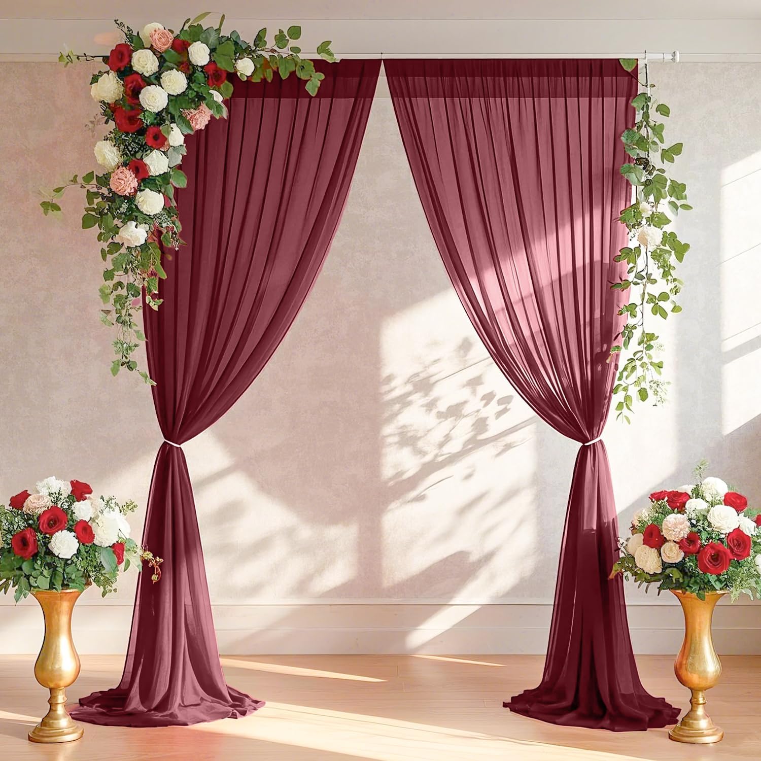 2Pcs Burgundy Backdrop Curtain - đánh giá và giá Home Office Backdrop