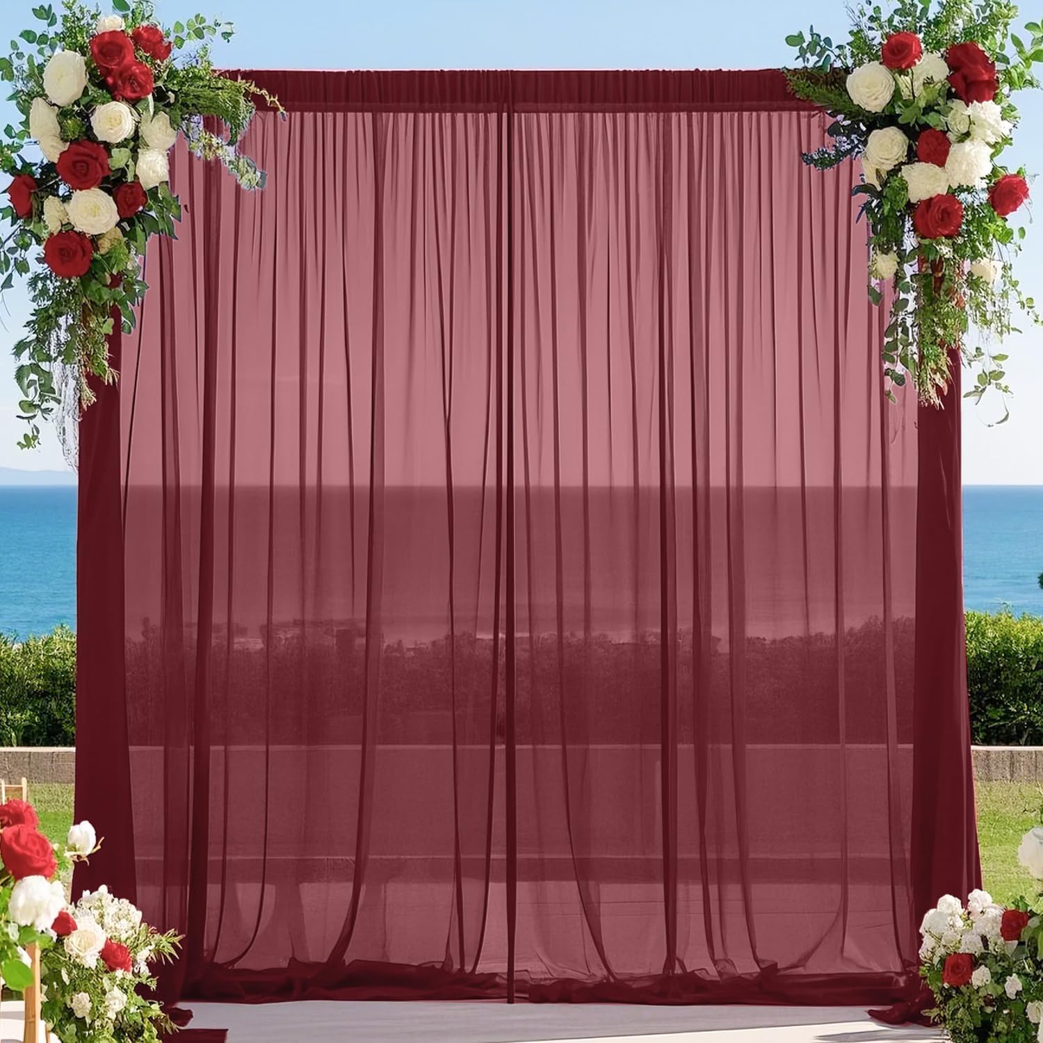 2Pcs Burgundy Backdrop Curtain - đánh giá và giá Home Office Backdrop