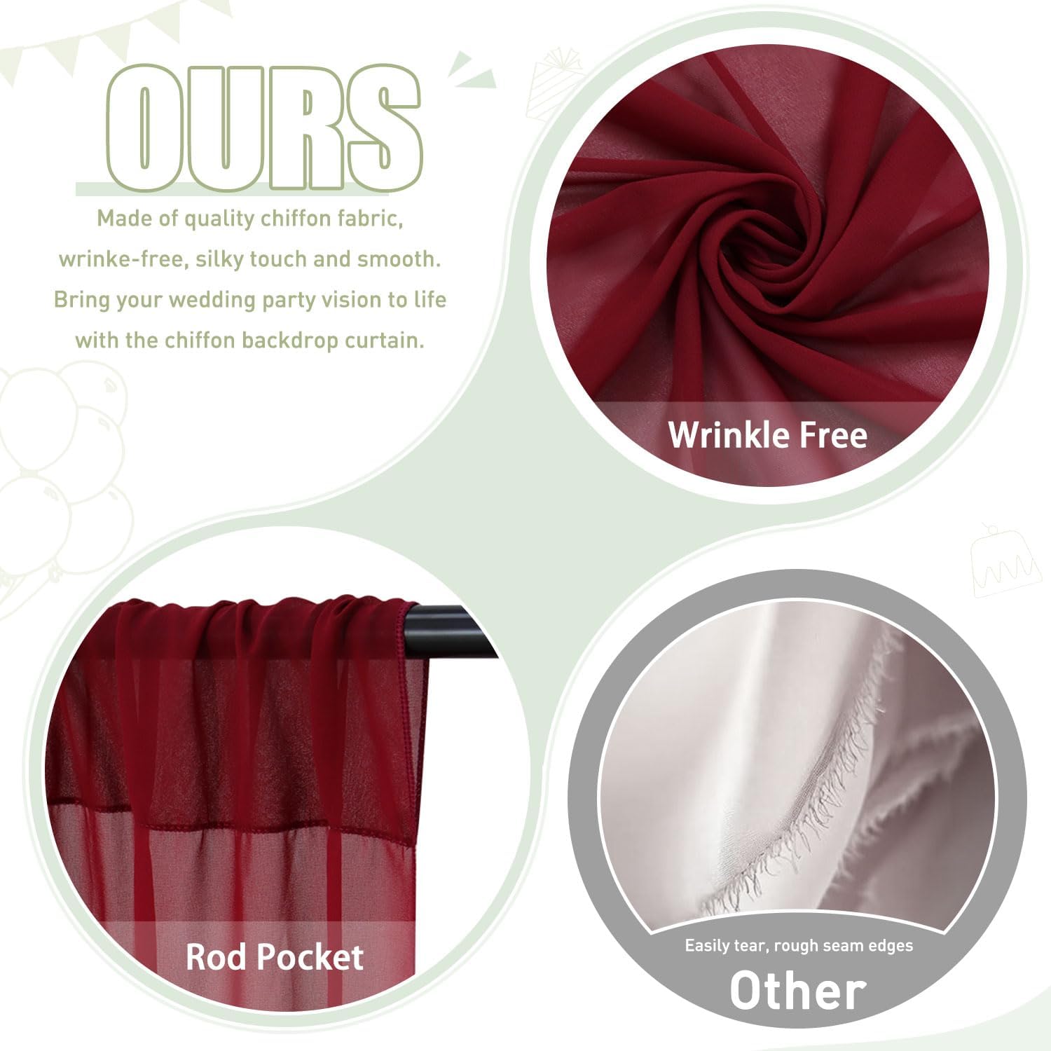 2Pcs Burgundy Backdrop Curtain - đánh giá và giá Home Office Backdrop