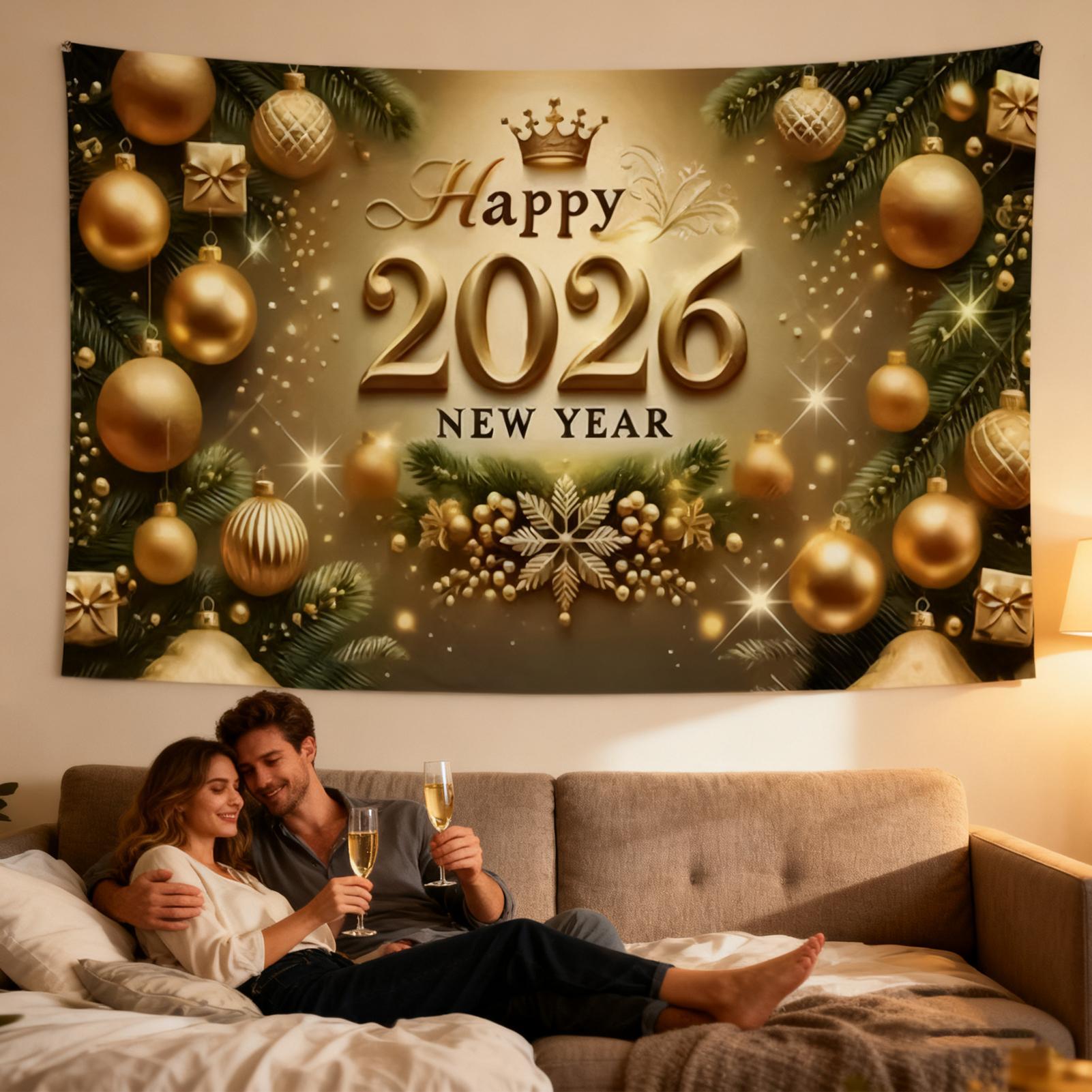 Happy New Year Banner 7x5 Ft G - đánh giá và giá Home Office Backdrop