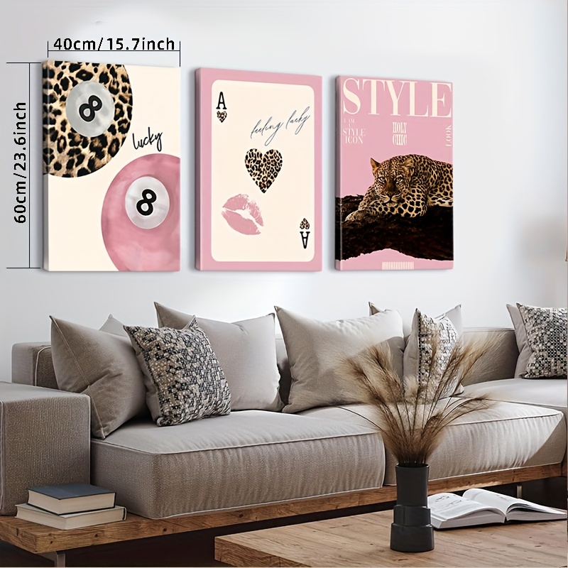 3pcs Leopard Cheetah Canvas Wa - đánh giá và giá Home Office Image