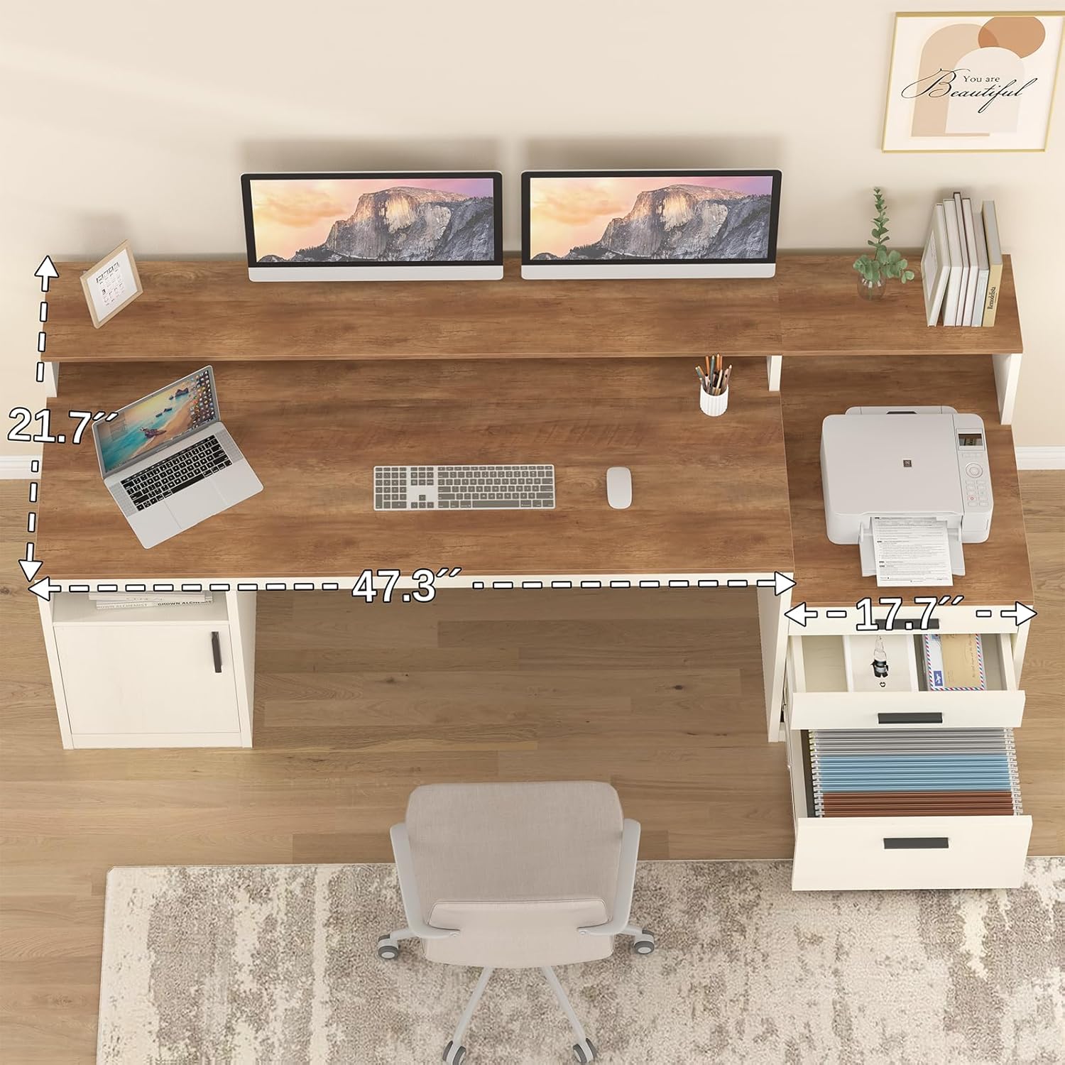 65 Inch Computer Desk with 3 D - đánh giá và giá Home Office 365