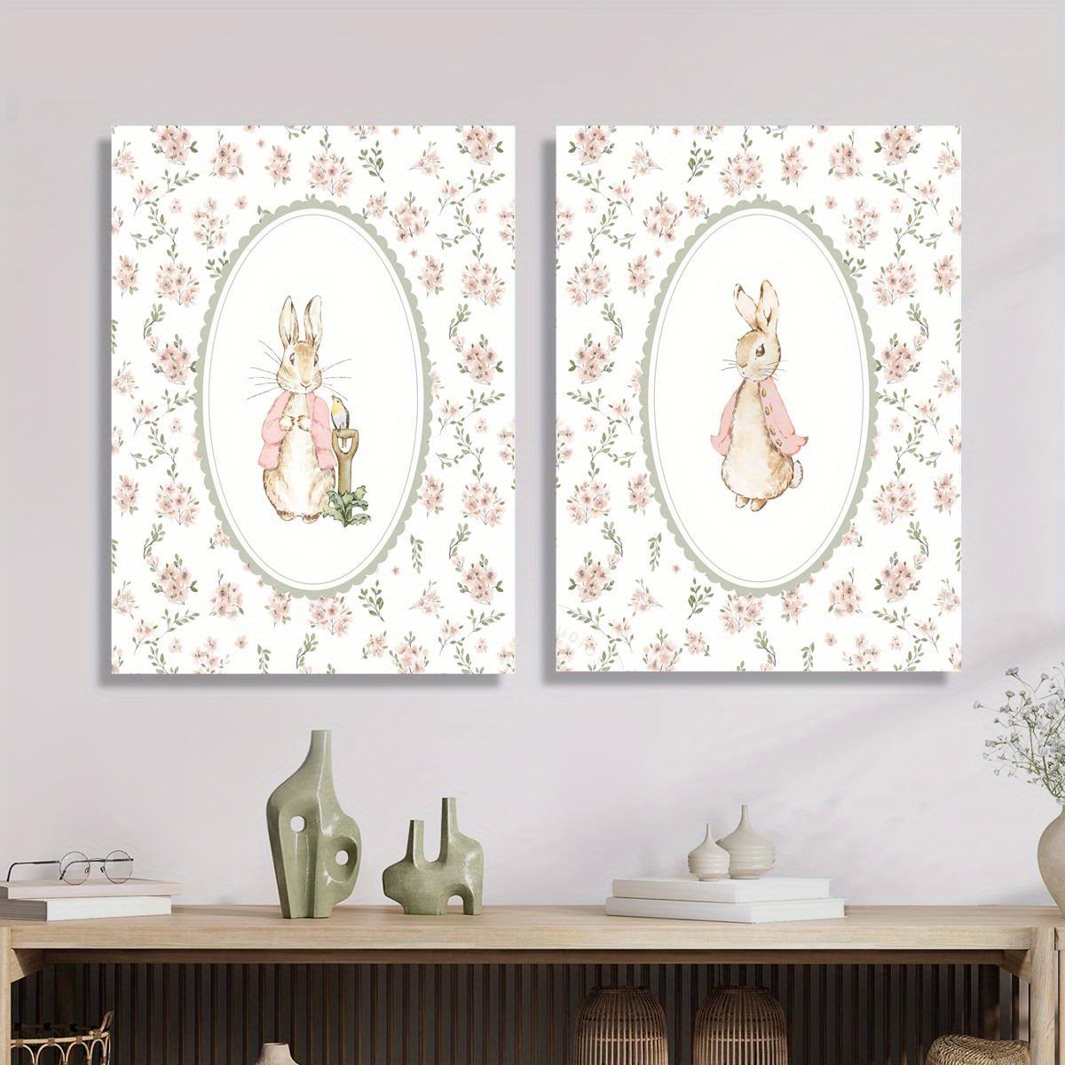 2pcs Retro Easter Rabbit Canva - đánh giá và giá Home Office Image