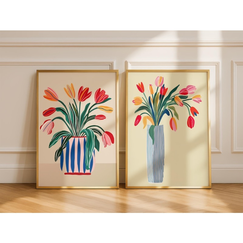2pcs Tulip Flowers Canvas Wall - đánh giá và giá Home Office Image
