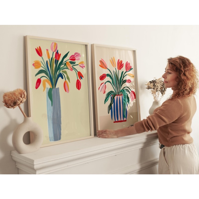2pcs Tulip Flowers Canvas Wall - đánh giá và giá Home Office Image