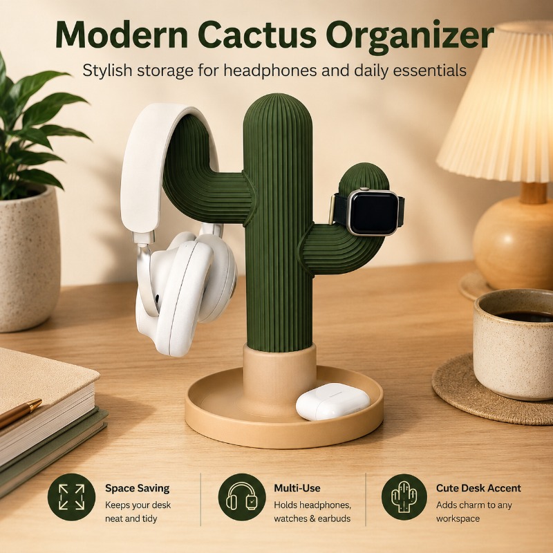 Minimalist Cactus Headset Stan - đánh giá và giá Home Office Organization